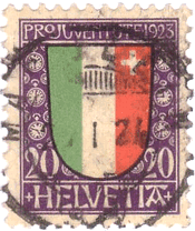 世界最初　時計切手　スイス