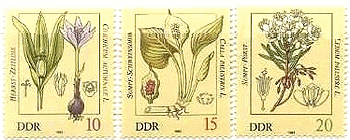 毒性植物（東ドイツ、1982年）　イヌサフラン（Meadow Saffron）、ミズバショウ (Water Arum)、エゾイソツツジ(marsh tea)
