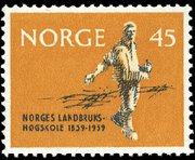 ノルウェー王立農学校100年（1959年）種をまく人、麦の穂