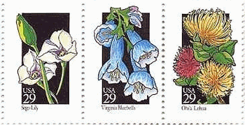 チョウユリ（Mariposa Lily）、ハマベンケイソウ（Mertensia naritima subsp. asiatica ）、レフア（'Ohi'a Lehua、アメリカ、1992年）