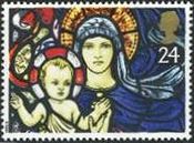 イギリスのクリスマス切手・ステンドグラス（1992年）　聖母子
