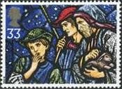 イギリスのクリスマス切手・ステンドグラス（1992年）　三人の羊使い