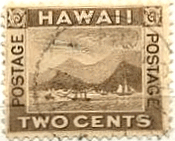 ハワイのホノルル港（ハワイ王国発行）