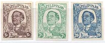 フィリピン・独立1周年・ラウレル大統領・無目打ち3種（1945年）