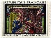 フランスの教会のステンドグラス　聖エロイのゴールドスミスの作品