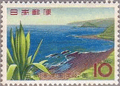日南海岸・堀切峠からの波状岩とﾘｭｰｾﾞﾂﾗﾝ（1964年）　国定公園