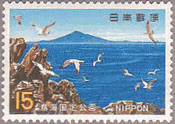 飛島からの鳥海山（1969年、国定公園）