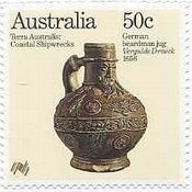 オーストラリアの海からの引き上げ物（1985年）　Draeckからのドイツのひげ男の水差し、1656年
