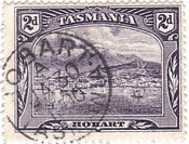 海から眺めたホバートの光景（タスマニア、1899年）