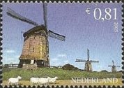 オランダの大きな風車（オランダと中国で発行）