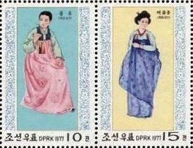 李王朝の四季の伝統衣服：春、夏、秋、冬（北朝鮮、1977年）