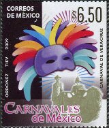 ベラクルスのカーニバル　羽飾りのついたマスクと民族衣 装（メキシコ、2009年）
