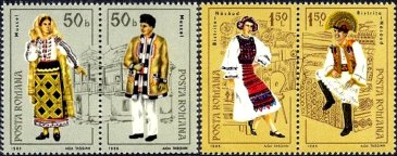 MuscelとBistrita-Nasaudの男女の民族衣装（ルーマニア、1985年）
