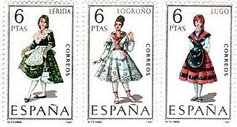 スペインの女性　民族衣装　Lerida  Logrono  Lugo 
