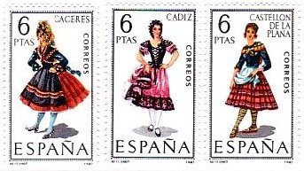 スペインの女性　民族衣装　Caceres  Cadiz  Castellon de la Plana 