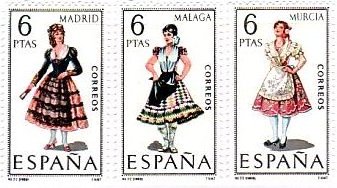 スペインの女性　民族衣装　Madrid  Malaga  Murcia 
