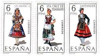 スペインの女性　民族衣装　Salamanca  Santander  Segovia 