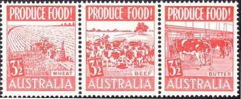 オーストラリアの農業と酪農の増産　小麦、牛肉、乳製品（バター）　1953年