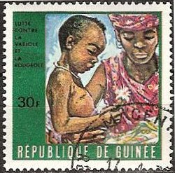 <p>麻疹（はしか）に罹った子供と母親（ギニア、1970年）</p>