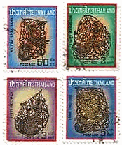 タイの象の皮に細工した切手　（タイでは有名な影絵で使われるそうです）