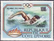 Ivory Coast（コート・ジボアール） in 1983, honoring Olympic swimming events.