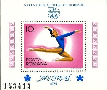 ナディア・エレーナ・コマネチ（Nadia Elena Comaneci）　モントリールオリンピックで10点満点。ルーマニア