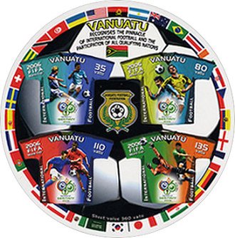 FIFAワールドカップ・ユニフォーム型の変形切手（バヌアツ、2006年）