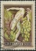 ギリシャの特産品　切手　農業　ブドウを持つバッカス