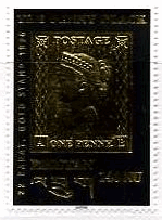金箔切手　ブラックペニー　ブータン　切手の切手