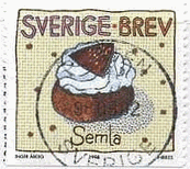 スウェーデンの美味しいケーキ　セムラ（チョコレート・ケーキ風）　切手