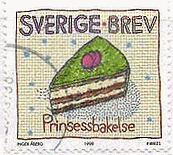 スウェーデンの美味しいケーキ　プリンセス・ケーキ　切手