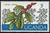パイナップル（Pineapple)、コーヒー(Cpffee)　ウガンダ　穀物　切手