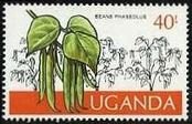 オレンジ（Orange)、ピーナッツ（Peanuts)、綿(Cotton)、豆（Beans)　ウガンダ　穀物　切手