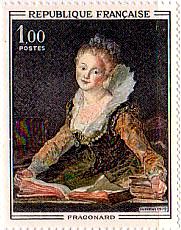 ロココ　フラゴナール　絵画切手　勉強（フランス）