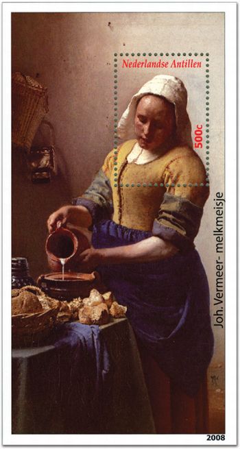 『牛乳を注ぐ女』(1658-60頃) - アムステルダム国立美術館所蔵 　フェルメール
