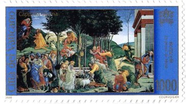 ルネサンス　ボッティチェッリ　絵画　切手 『モーセ生涯のできごと』