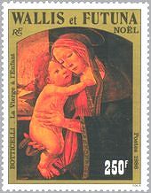 ルネサンス　ボッティチェッリの「聖母子」（ワリスフュテュナ諸島,1986年発行）