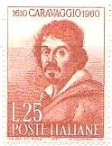 カラヴァッジョ　バロック　絵画　切手　自画像（イタリア）