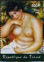 印象派　絵画切手　ルノワール　『裸婦(Bather)』