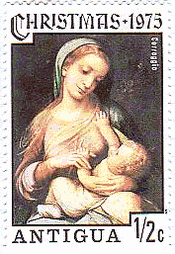 ルネサンス　コレッジョ　絵画切手　（カンポリの聖母）