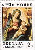 ルネサンス　コレッジョ　絵画切手　聖母子と智天使（聖母子と奏楽天使）（ｸﾞﾚﾅﾀﾞ・ｸﾞﾚﾅﾃﾞｨーﾝ）