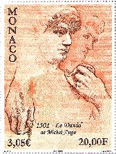 ダビデ像（モナコ）　絵画切手　ミケランジェロ