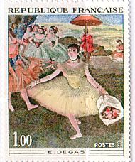 印象派　絵画切手　ドガ　踊り子　バレー　Edgar Degas