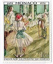 印象派　絵画切手　ドガ画『バレエのレッスン』