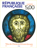 ウィサンブールの『キリスト像』（フランス、1990年）　ステンドグラス