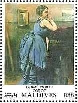 カミーユ・コロー（1796-1875） 印象派　『青い服の婦人』
