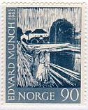 ムンク　絵画切手　叫び （The Scream） 1893年　ノルウェー