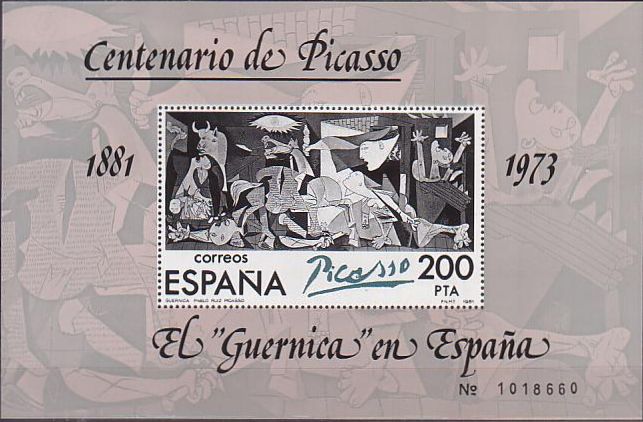 ピカソ　絵画切手　ゲルニカ　戦争　スペイン