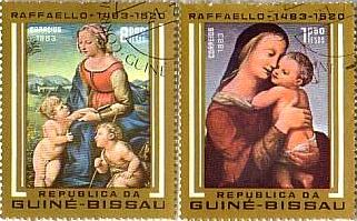 ラファエロ　ルネサンス　絵画切手　テンピの聖母　