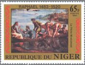 ラファエロ　ルネサンス 絵画切手　ニジェール　『不思議な豊漁』